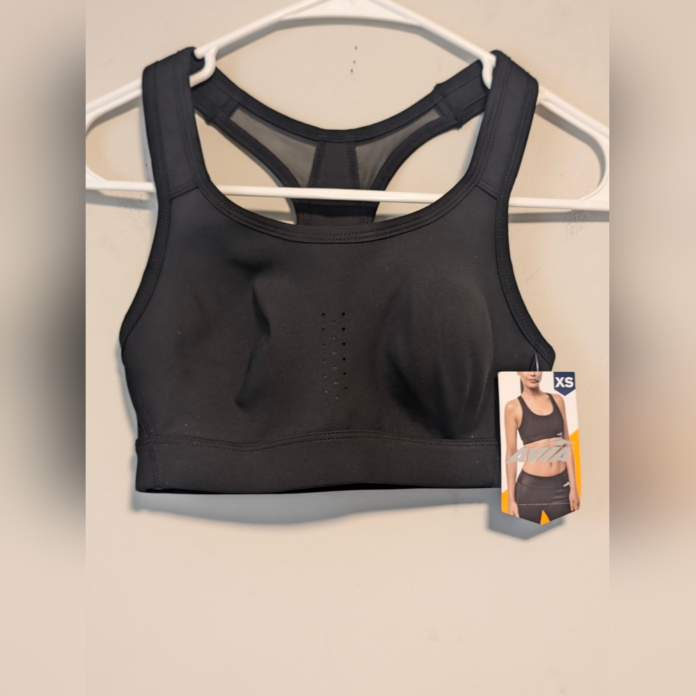 NWT Avia Racerback Mesh Back Medium Spandex Support Sports Bra Size X-Small 0-2
